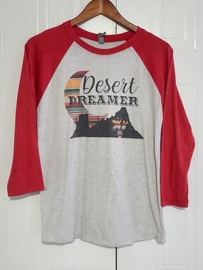 Next Level Apparel Raglan Red & Gray Tee